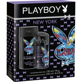 Playboy New York dezodorant sprej pre mužov 150 ml + sprchový gél 250 ml, kozmetická sada