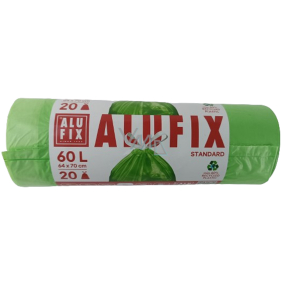 Alufix Sáčky do odpadkového koša zaťahovacej zelené, 15 μ, 60 litrov, 64 x 71 cm, 20 kusov HDPE