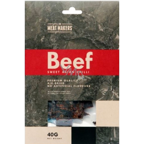 Meat Makers Beef Jerky Sweet Asian Chilli dochutené plátky hovädzieho stehna konzervované sušením 40 g