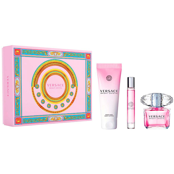 Versace Bright Crystal toaletná voda pre ženy 90 ml + telové mlieko 150 ml + cestovné toaletná voda 10 ml, darčeková sada