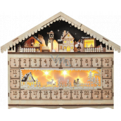 Emos Drevený adventný kalendár 49 x 40 cm, 10 LED teplá biela + časovač