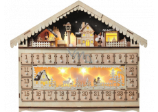 Emos Drevený adventný kalendár 49 x 40 cm, 10 LED teplá biela + časovač