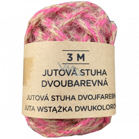 Albi Jutová stuha dvojfarebná Ružová s prírodnou 3 m