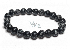 Obsidiánové vločky náramok elastický prírodný kameň, korálik 8 mm / 16-17 cm, záchranný kameň