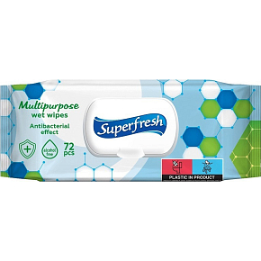 SuperFresh antibakteriálne vlhčené obrúsky s klipom, 72 ks