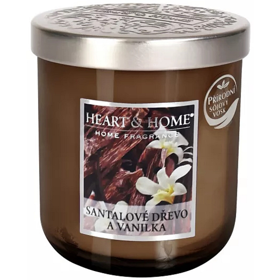Heart & Home Sójová sviečka s vôňou santalového dreva stredne horí až 30 hodín 110 g