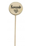 Bohemia Gifts Drevený zápich k bylinkám s potlačou - koriander priemer kolieska je 5 - 8 cm