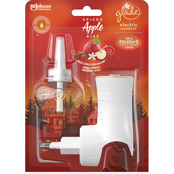 Glade Electric Scented Oil Spiced Apple Kiss s vôňou jablka, škorice a muškátového orieška elektrický osviežovač vzduchu strojček s tekutou náplňou 20 ml