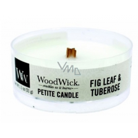 Woodwick Fig Leaf & Tuberose - Figové lístky a tuberóza vonná sviečka s dreveným knôtom petite 31 g