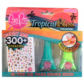 Bo-Po Tropical Bliss lak na nechty zlupovaciu zelený 2,5 ml + lak na nechty zlupovaciu svetlozelený 2,5 ml + nálepky na nechty, kozmetická súprava pre deti