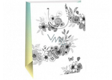 Ditipo Papierová darčeková taška 22 x 10 x 29 cm Kreativ biela - kvety a motýle
