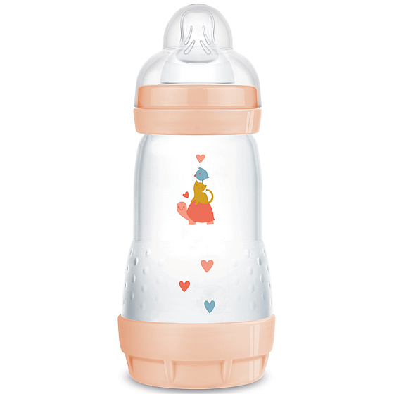 Mam Anti-Colic fľaša na kŕmenie, silikónový mäkký cumlík so stredným prietokom 2+ mesiace Ružová 260 ml