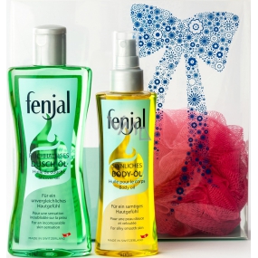 Fenjal Oil sprchový olej 200 ml + telový olej 150 ml + masážna žinka 1 kus, kozmetická sada