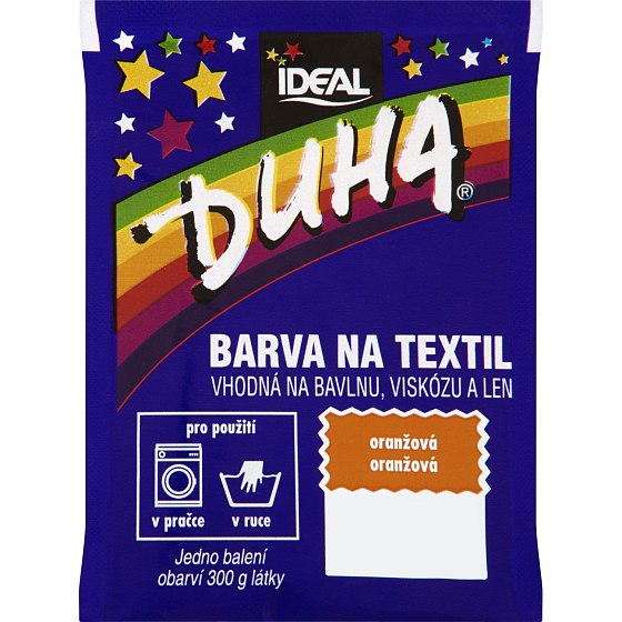 Ideal Duha oranžová, farba na textil na bavlnu, viskózu a ľan, na 300 g látky, 15 g