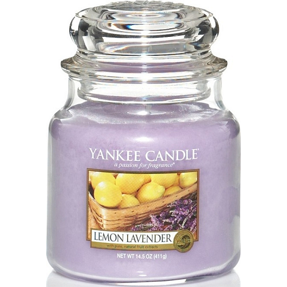Yankee Candle Lemon Lavender - Citrón a levanduľa vonná sviečka Classic strednej sklo 411 g