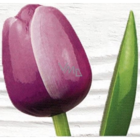 Bohemia Gifts Drevený tulipán fialovo-biely 34 cm