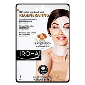 Iroha Regenerating Intenzívna regeneračná bavlnená maska na tvár a krk s arganovým a hyaluronovým sérom 30 ml