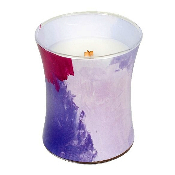 Woodwick English Lavender - Anglická levanduľa Artisan vonná sviečka s dreveným knôtom a viečkom sklo stredná 275 g