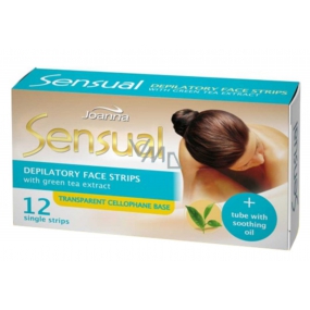 Joanna Sensual Green Tea depilačné pásiky na tvár 12 kusov + tuba 10 ml