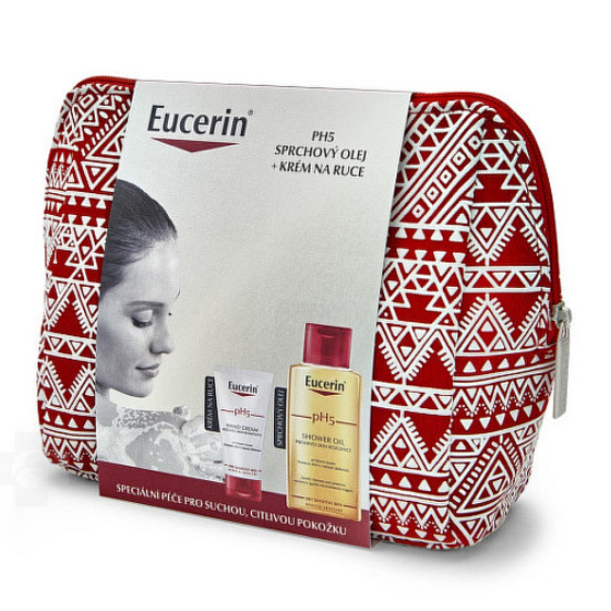 Eucerin pH5 relipidačné sprchový olej 200 ml + pH5 regeneračný krém na ruky 75 ml + etue, kozmetická sada