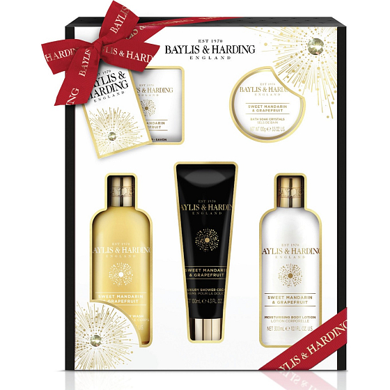 Baylis & Harding Sladká mandarínka a Grapefruit umývací gél 300 ml + sprchový krém 300 ml + mydlo 150 g + mlieko na telo a ruky 130 ml + telové maslo 100 ml, kozmetická sada