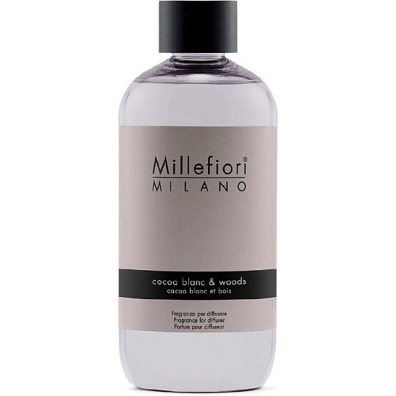 Millefiori Milano Natural Cocoa Blanc & Woods - Biele kakao a drevá Náplň difuzéra pre vonné steblá 500 ml