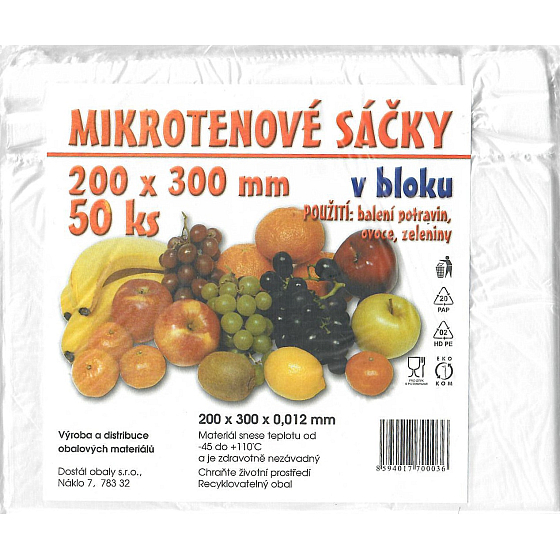 Impro Sáčok mikroténový v bloku 12my 200 x 300 mm 50 kusov