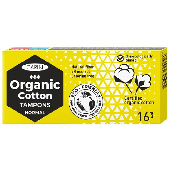 Carin Organic Cotton Normal organické tampóny z prírodnej bavlny 16 kusov