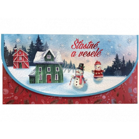 Nekupto Obálka na peniaze Vianočné želania Šťastné Vianoce so snehuliakmi 116 x 220 mm