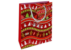 Nekupto Darčeková papierová taška 14 x 11 x 6,5 cm Vianoční snehuliaci červená