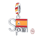 Prívesok zo striebra 925 Španielsko vlajka, cestovný náramok prívesok