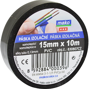 Mako elektroinštalačná lepiaca páska, šírka 15 mm, dĺžka 10 metrov Mako elektroinštalačná lepiaca páska, šírka 15 mm, dĺžka 10 metrov