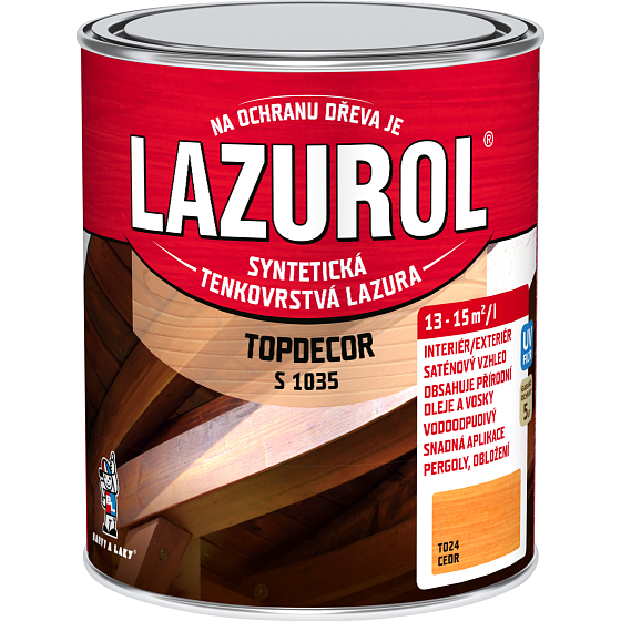 Lazurol Topdecor S1035 tenkovrstvá lazúra na drevo T024 cédrová, 750 ml