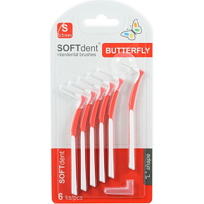 SOFTdent zahnuté mezizubné kartáčky S 0,5 mm, 6 ks