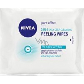 Nivea Visage Pure Effect 3v1 hĺbkovo čistiace peelingové obrúsky 20 kusov