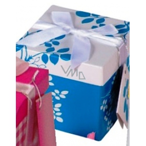 Anjel Darčeková krabička skladacia s mašľou modrá s bielou mašľou 10 x 10 x 10 cm 1 kus