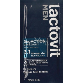 Lactovit Men Deo Action osvěžující sprchový gel na tělo, tvář a vlasy 10 ml