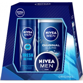 Nivea Men Univerzálny krém 30 ml + Original Care sprchový gél 250 ml + Fresh Active dezodorant sprej 150 ml, kozmetická sada