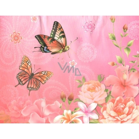 Nekupto Darčeková Kraftová taška 23 x 18 x 10 cm ružová motýle, kvety