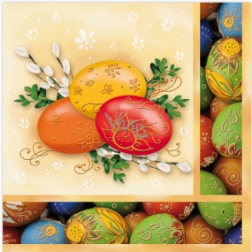 Aha Papierové obrúsky 3 vrstvové 33 x 33 cm 20 kusov Velikonočví žlté s vajíčkami