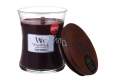 Woodwick Black Cherry - Čierna čerešňa vonná sviečka s dreveným knôtom a viečkom sklo malá 85 g