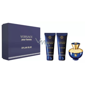 Versace Dylan Blue pour Femme parfumovaná voda 50 ml + telové mlieko 50 ml + sprchový gél 50 ml, darčeková sada pre ženy