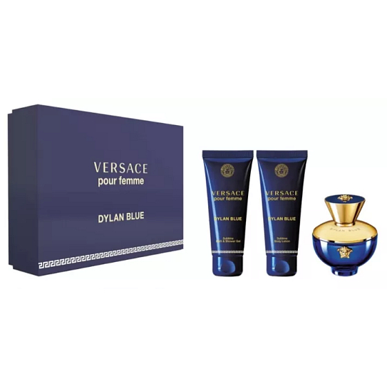 Versace Dylan Blue pour Femme parfumovaná voda 50 ml + telové mlieko 50 ml + sprchový gél 50 ml, darčeková sada pre ženy