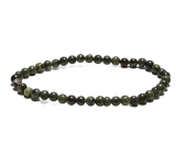 Epidot náramok elastický prírodný kameň, guľôčka 4 mm / 19 cm hojnosť, prosperita