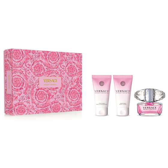 Versace Bright Crystal toaletná voda 50 ml + sprchový gél 50 ml + telové mlieko 50 ml, darčeková sada pre ženy