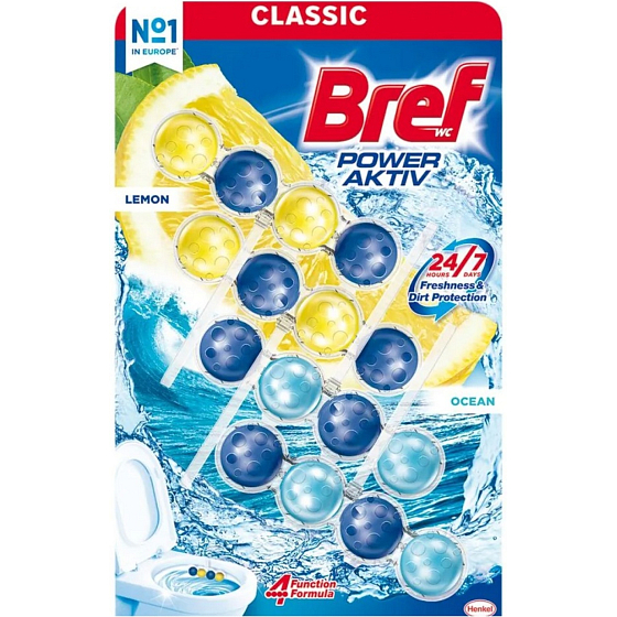 Bref Power Aktiv Citron a Oceán WC blok, 4 x 50 g