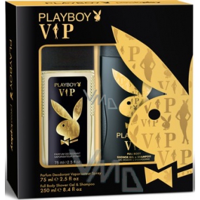 Playboy Vip for Him parfumovaný dezodorant sklo pre mužov 75 ml + sprchový gél 250 ml, kozmetická sada