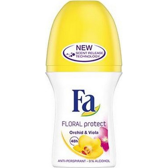 Fa Floral Protect Orchid & Viola guličkový antiperspirant dezodorant roll-on pre ženy 50 ml