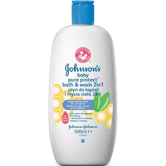 Johnsons Baby Pure Protect 2v1 Bath & Wash kúpeľová pena a umývací gél 500 ml