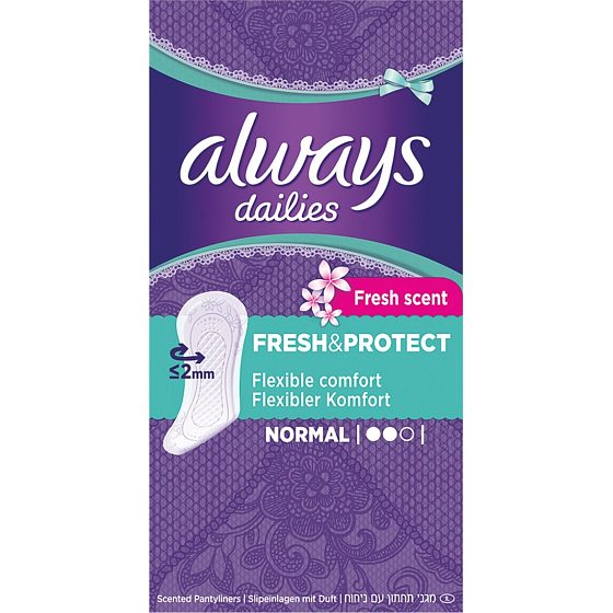 Always Dailies Fresh & Protect Fresh Scent Normal s jemnou vôňou slipové intímne vložky 30 kusov